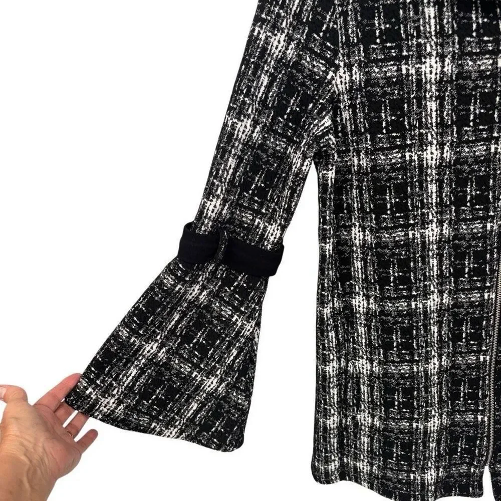 Pure Essence Full Zip‎ Tweed Jacket Coat Black/White Size Medium